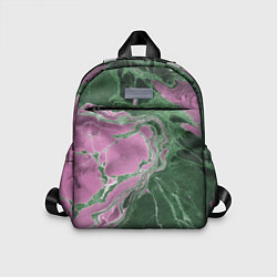 Детский рюкзак Мрамор темно-зеленый с розовым, цвет: 3D-принт