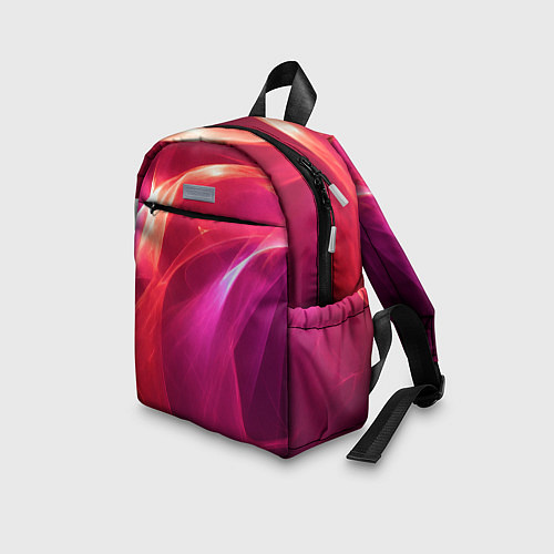 Детский рюкзак Красно-розовый энергетический хаос волн / 3D-принт – фото 3