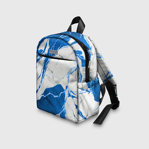 Детский рюкзак Бело-синий мрамор / 3D-принт – фото 3