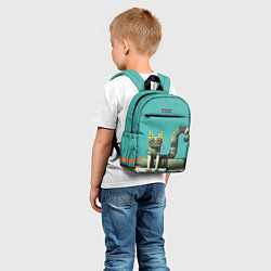 Детский рюкзак Механический зеленый кот, цвет: 3D-принт — фото 2