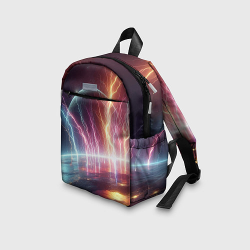 Детский рюкзак Неоновый космос - разряд молний / 3D-принт – фото 3