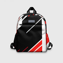 Детский рюкзак Бело-красные полосы на чёрном фоне, цвет: 3D-принт
