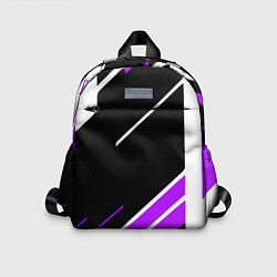 Детский рюкзак Бело-фиолетовые полосы на чёрном фоне, цвет: 3D-принт