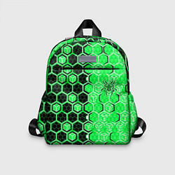 Детский рюкзак Техно-киберпанк шестиугольники зелёный и чёрный с, цвет: 3D-принт