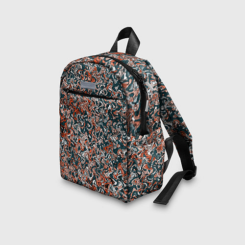 Детский рюкзак Тёмный сине-оранжевый абстрактная текстура / 3D-принт – фото 3