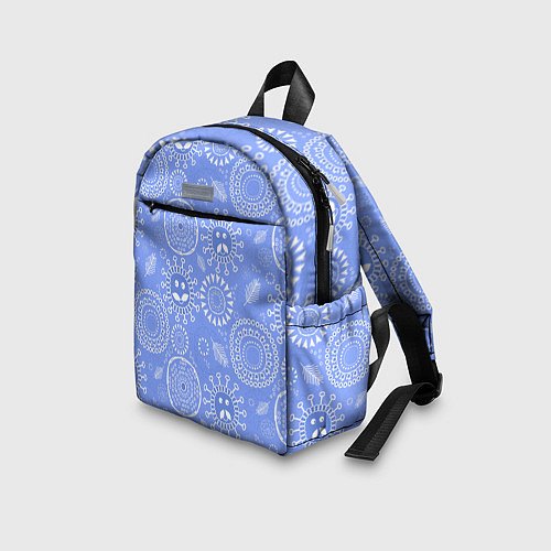 Детский рюкзак Синие цветочные рожицы / 3D-принт – фото 3