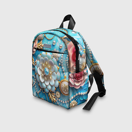 Детский рюкзак Цветы и жемчуг / 3D-принт – фото 3