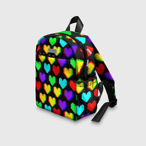 Детский рюкзак Сердечки глитч паттерн / 3D-принт – фото 3