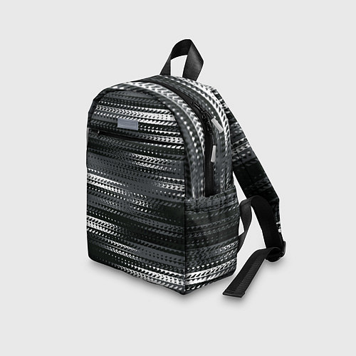 Детский рюкзак Тёмный серый абстрактные полосы / 3D-принт – фото 3