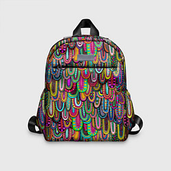 Детский рюкзак Абстрактные перья в стиле бохо, цвет: 3D-принт