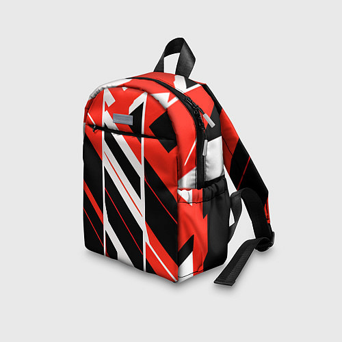 Детский рюкзак Black and red stripes on a white background / 3D-принт – фото 3