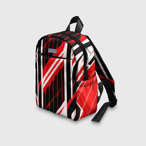 Детский рюкзак Red and white lines on a black background / 3D-принт – фото 3