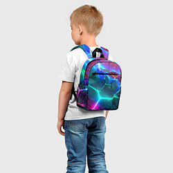 Детский рюкзак Яркие неоновые радужные разбитые плиты, цвет: 3D-принт — фото 2