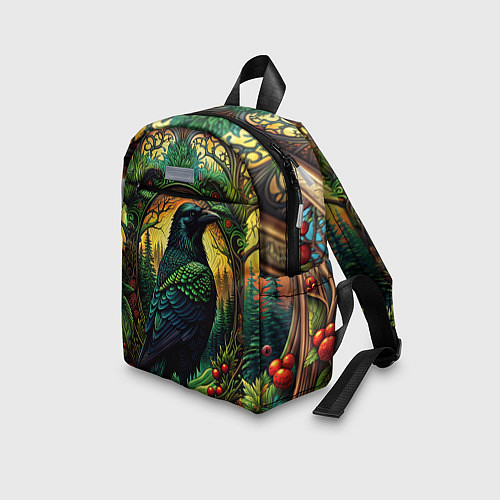 Детский рюкзак Скандинавский ворон лесной узор / 3D-принт – фото 3