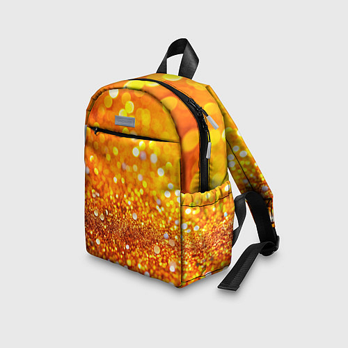 Детский рюкзак Оранжевые и желтые блестяшки боке / 3D-принт – фото 3