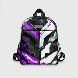 Детский рюкзак Хаотичная фиолетово-белая абстракция на чёрном фон