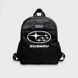 Детский рюкзак Subaru speed на темном фоне со следами шин, цвет: 3D-принт