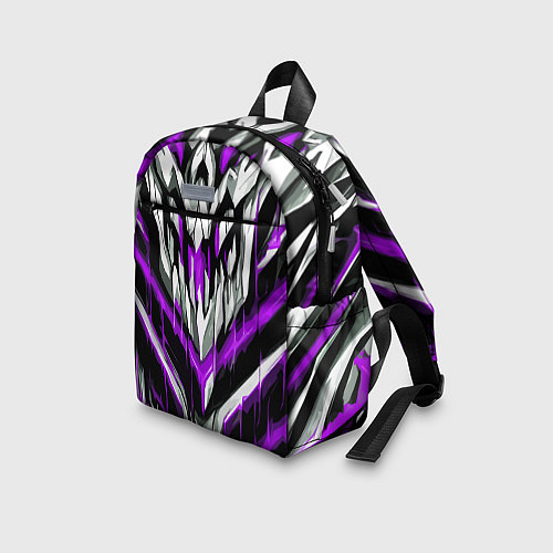 Детский рюкзак Фиолетово-белые ломаные клыки / 3D-принт – фото 3