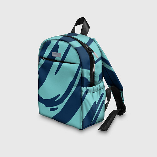 Детский рюкзак Тёмно-синий и бирюзовый абстракция / 3D-принт – фото 3