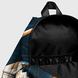 Детский рюкзак Абстракция сине-оранжевая осколки, цвет: 3D-принт — фото 2