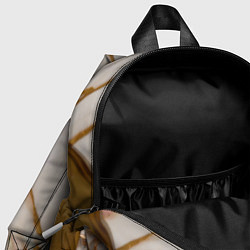 Детский рюкзак Фарфоровый лебедь и лотос на розовом мраморе, цвет: 3D-принт — фото 2