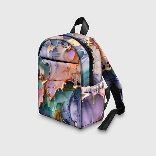 Детский рюкзак Сиренево-золотые всплески краски / 3D-принт – фото 3