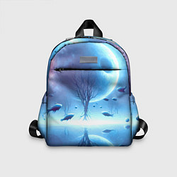 Детский рюкзак Луна и рыбы - нейроарт фантазия, цвет: 3D-принт