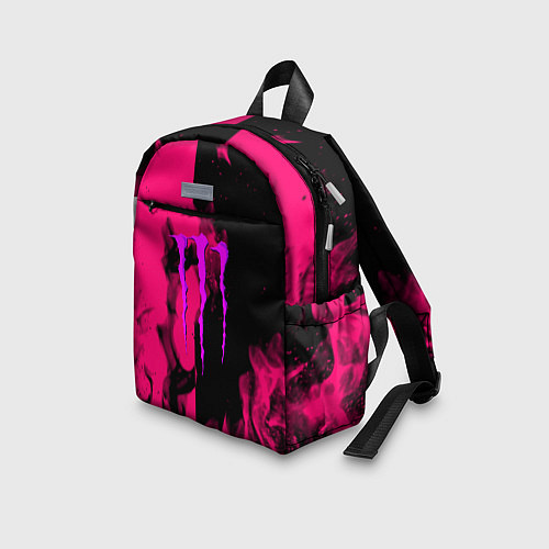 Детский рюкзак Monster energy fire pink / 3D-принт – фото 3