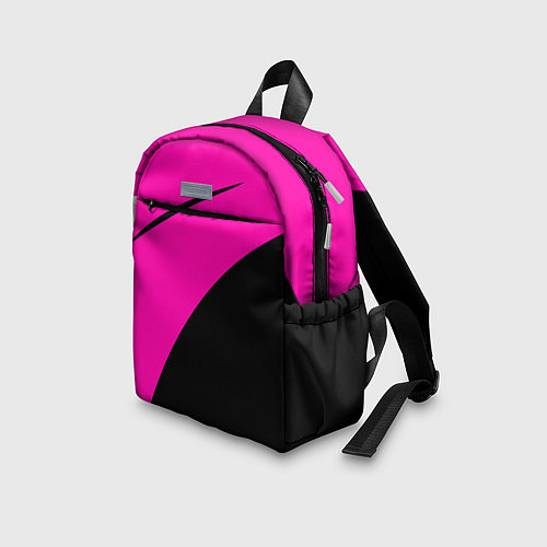 Детский рюкзак Розовый с чёрным двуцветный с полосой / 3D-принт – фото 3