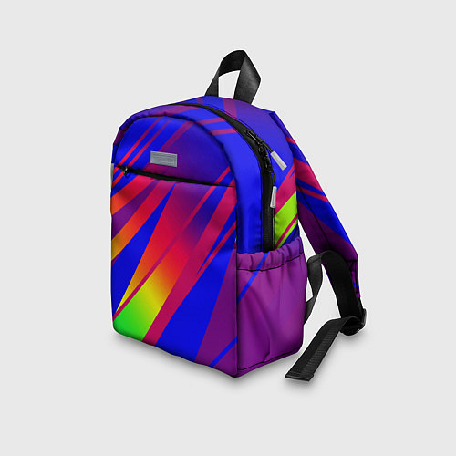 Детский рюкзак Красно-синий с полосами градиент / 3D-принт – фото 3