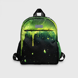 Детский рюкзак Зеленая стекающая краска по черному фону