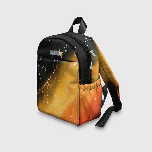 Детский рюкзак Черно-оранжевая блестящая текстура / 3D-принт – фото 3