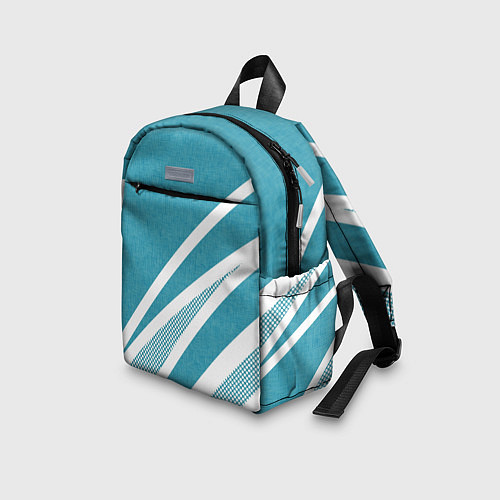 Детский рюкзак Бело-голубой абстракция с полосами / 3D-принт – фото 3