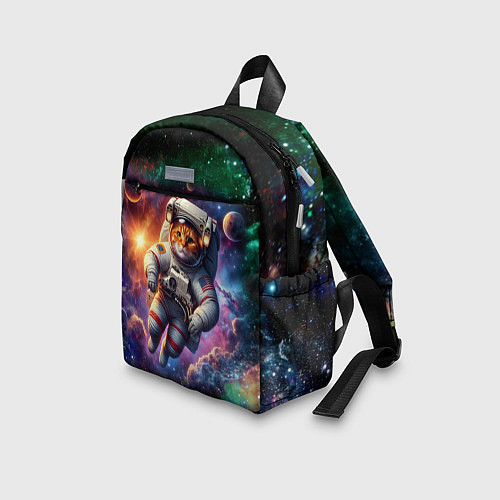 Детский рюкзак Котик бравый космонавт - неон / 3D-принт – фото 3