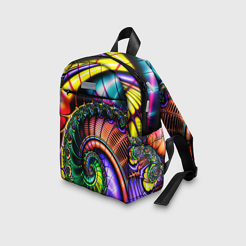 Детский рюкзак Фрактальный узор неоновый / 3D-принт – фото 3