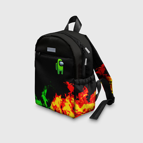 Детский рюкзак Амонг ас огненная текстура / 3D-принт – фото 3