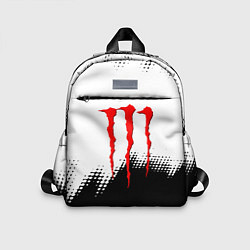 Детский рюкзак Monster energy чёрно белые краски, цвет: 3D-принт