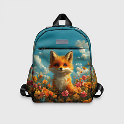 Детский рюкзак Лисица в цветочном поле, цвет: 3D-принт