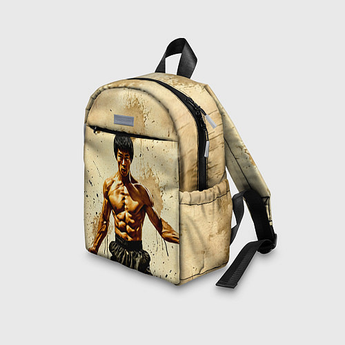 Детский рюкзак Брюс Ли на бежевом / 3D-принт – фото 3