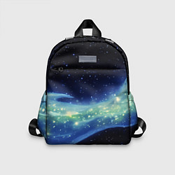 Детский рюкзак Синяя волна с зеленым оттенком на черном, цвет: 3D-принт