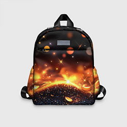Детский рюкзак Оранжевое боке на черном, цвет: 3D-принт