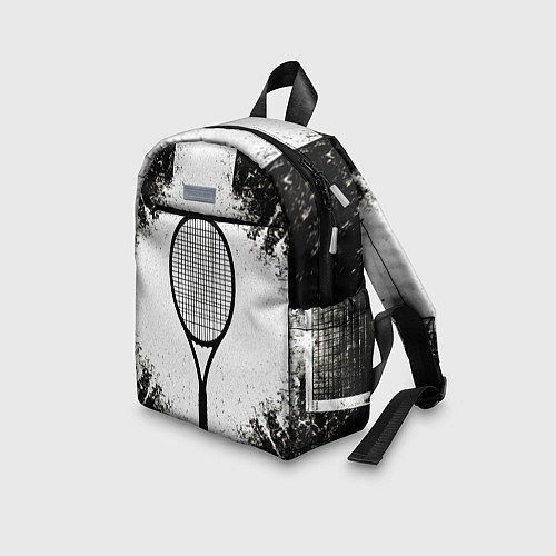 Детский рюкзак Теннисная ракетка в черно-белом / 3D-принт – фото 3