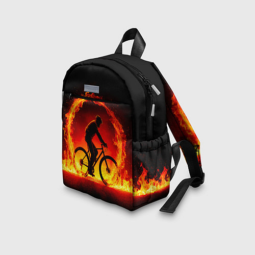 Детский рюкзак Трековый велосипедист в огне / 3D-принт – фото 3
