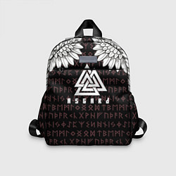 Детский рюкзак Асгард на фоне рун и валькнут, цвет: 3D-принт
