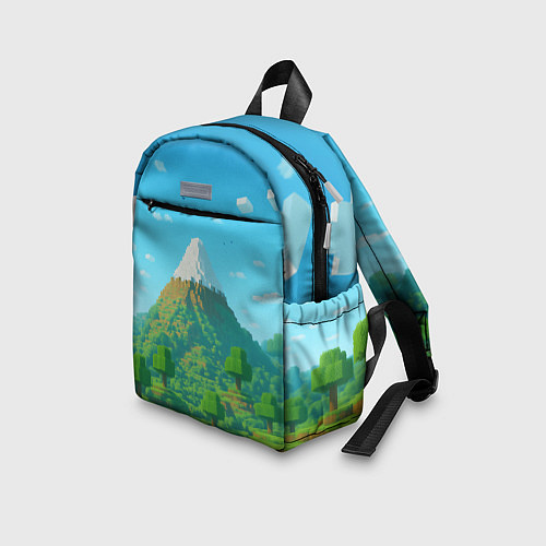 Детский рюкзак Пейзаж Minecraft с горой со снежной шапкой / 3D-принт – фото 3