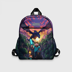 Детский рюкзак Дракон края и Стив - Майнкрафт арт, цвет: 3D-принт