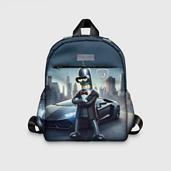 Детский рюкзак Крутой Бендер рядом с Ламборджини, цвет: 3D-принт