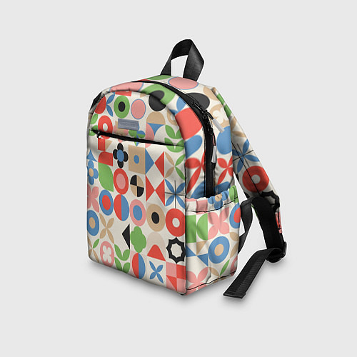 Детский рюкзак Геометрический узор с цветочными элементами - ретр / 3D-принт – фото 3