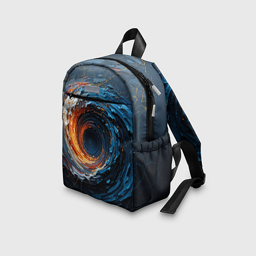 Детский рюкзак Краска синяя и оранжевая в форме вихря / 3D-принт – фото 3