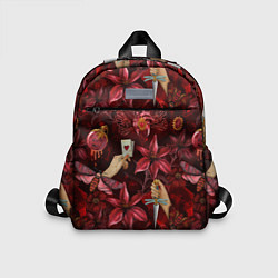 Детский рюкзак Бордовая готика с сердцем, лилиями и мотыльками